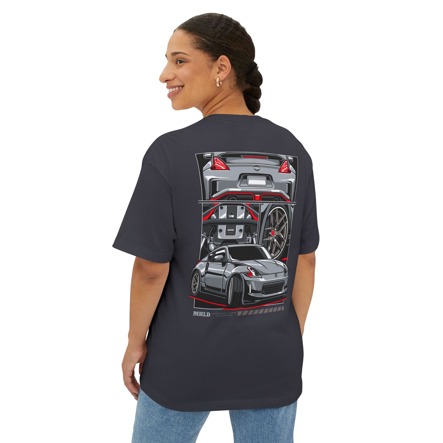 Nissan Fairlady 370Z Car Unisex Two Sides Printed Boxy Tee