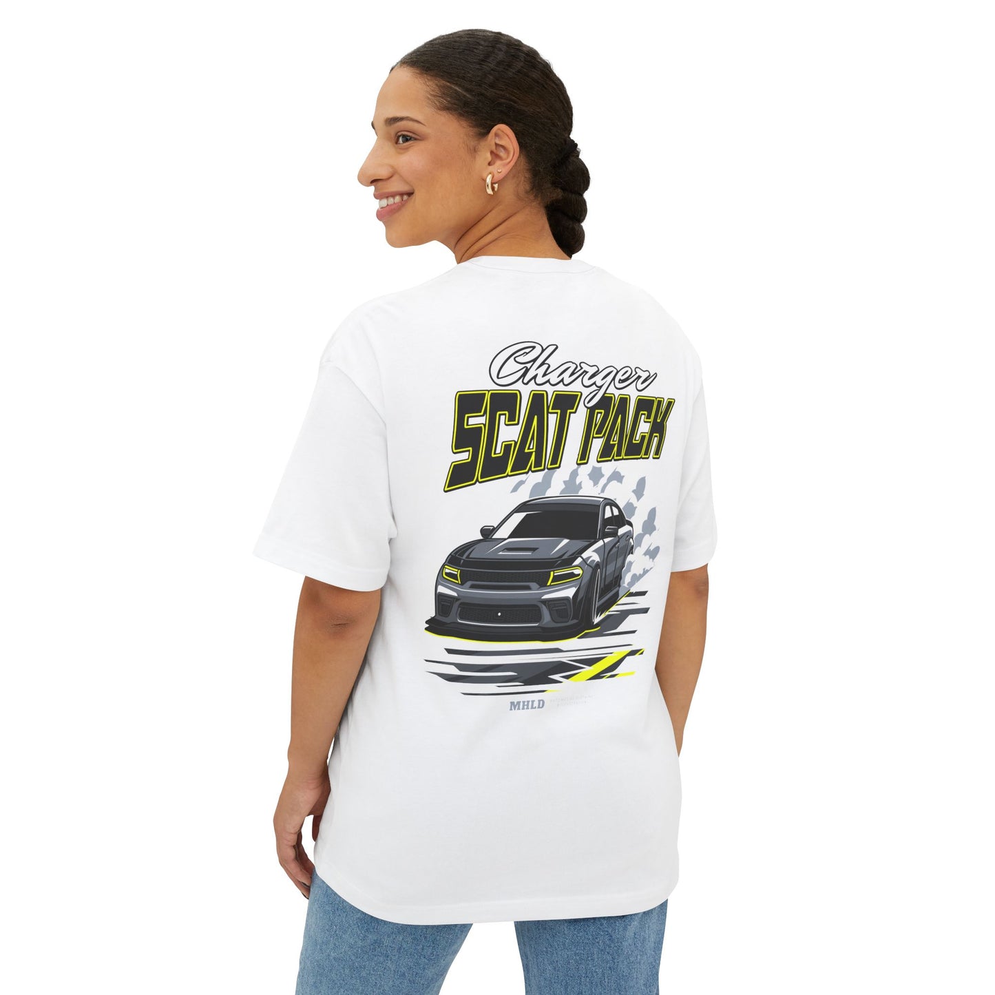 Dodge Charger Scat Pack Car Unisex Two Sides Graphic Boxy Tee