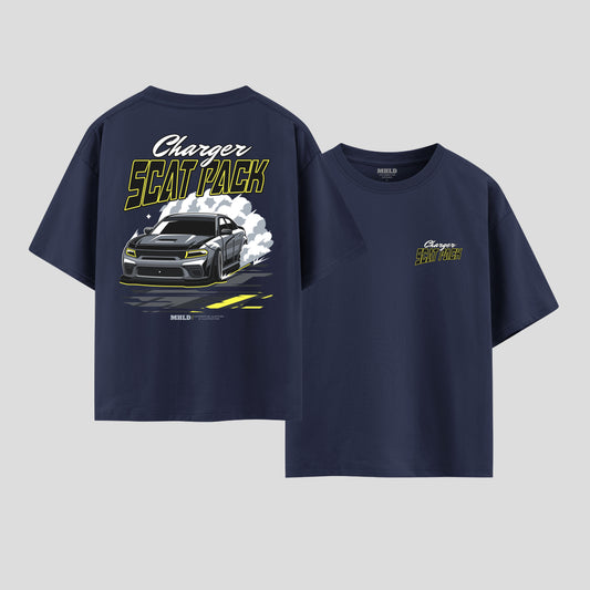 Dodge Charger Scat Pack Car Unisex Two Sides Graphic Boxy Tee