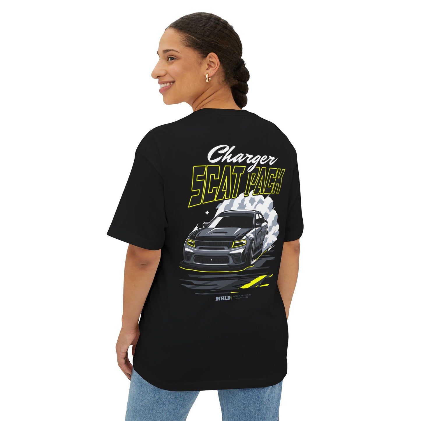 Dodge Charger Scat Pack Car Unisex Two Sides Graphic Boxy Tee