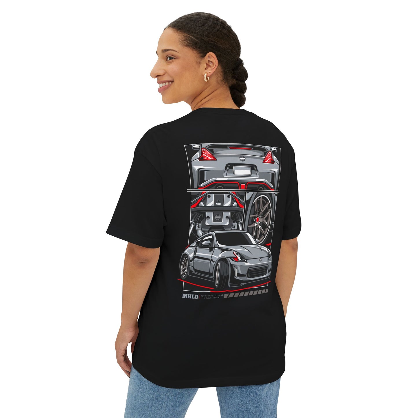Nissan Fairlady 370Z Car Unisex Two Sides Printed Boxy Tee