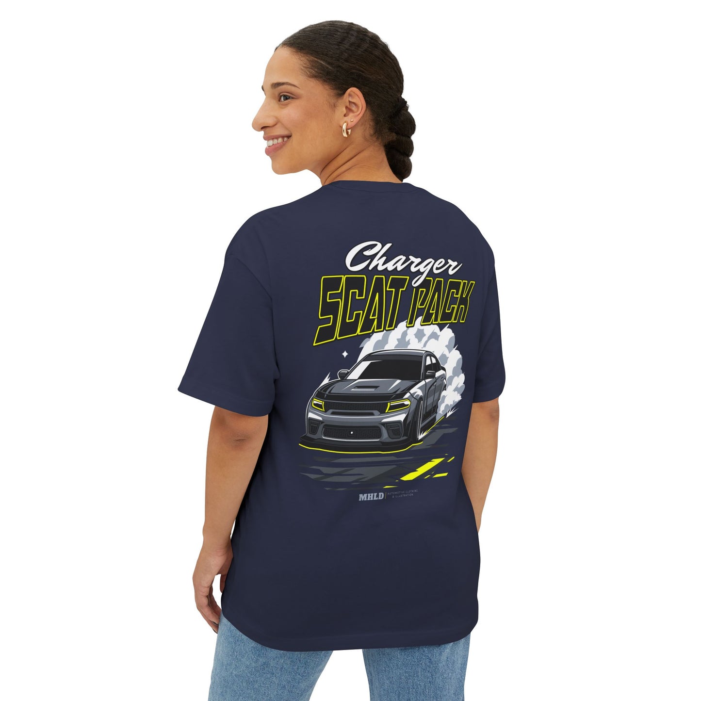Dodge Charger Scat Pack Car Unisex Two Sides Graphic Boxy Tee