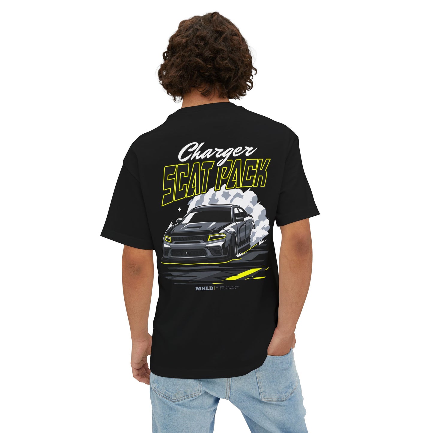 Dodge Charger Scat Pack Car Unisex Two Sides Graphic Boxy Tee
